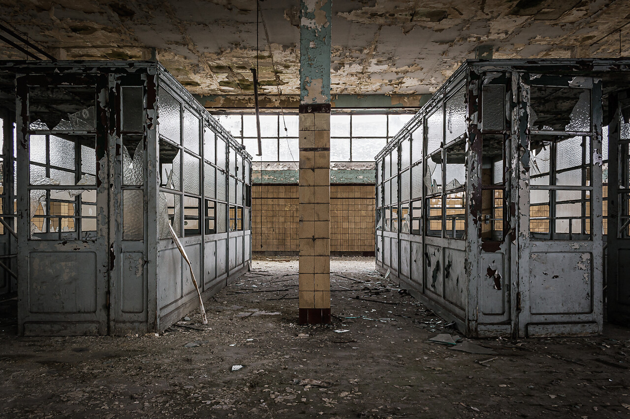 Les cages d'escaliers vers la loge